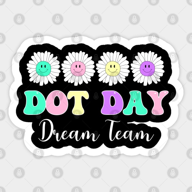 Happy Dot Day Hippie Flowers Retro Groovy Teacher Sticker by deafcrafts